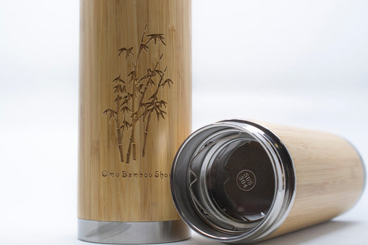 InsulateEco Bamboo Tea Mug Tumbler with Strainer Infuser for Loose Leaf Tea, Coffee and Fruit Water Perfect for your favorite hot and cold