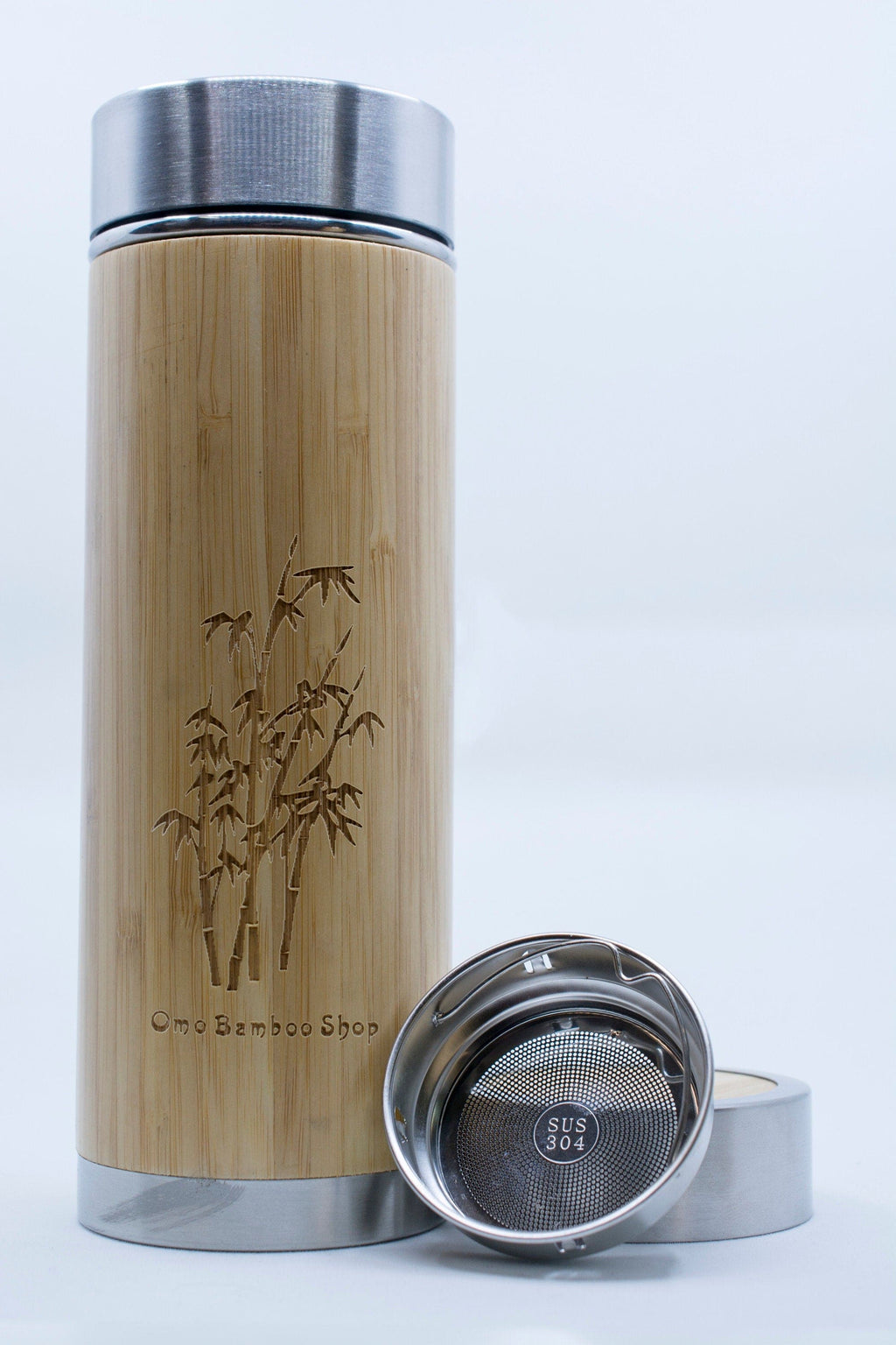 InsulateEco Bamboo Tea Mug Tumbler with Strainer Infuser for Loose Leaf Tea, Coffee and Fruit Water Perfect for your favorite hot and cold
