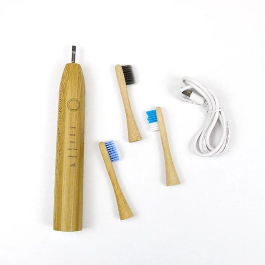Bamboo Electric Toothbrush with Replaceable Bamboo Heads Eco Friendly toothbrush