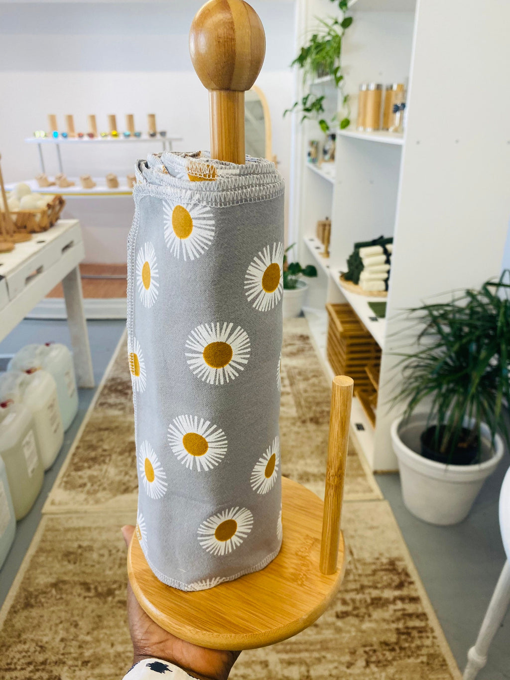 Kitchen Paper Towel Holder | Roll Paper Towel Holder | Bamboo and Wood Tissue Storage Rack Shelf