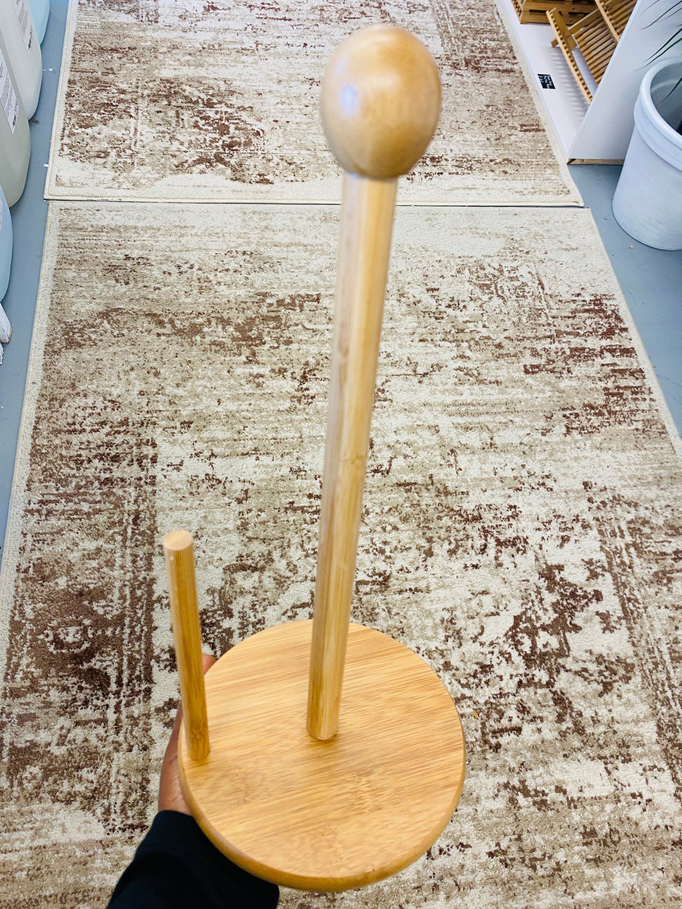 Kitchen Paper Towel Holder | Roll Paper Towel Holder | Bamboo and Wood Tissue Storage Rack Shelf