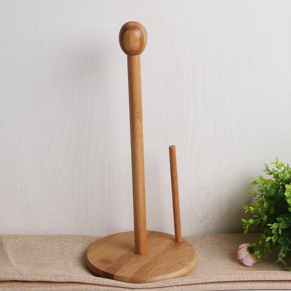 Kitchen Paper Towel Holder | Roll Paper Towel Holder | Bamboo and Wood Tissue Storage Rack Shelf