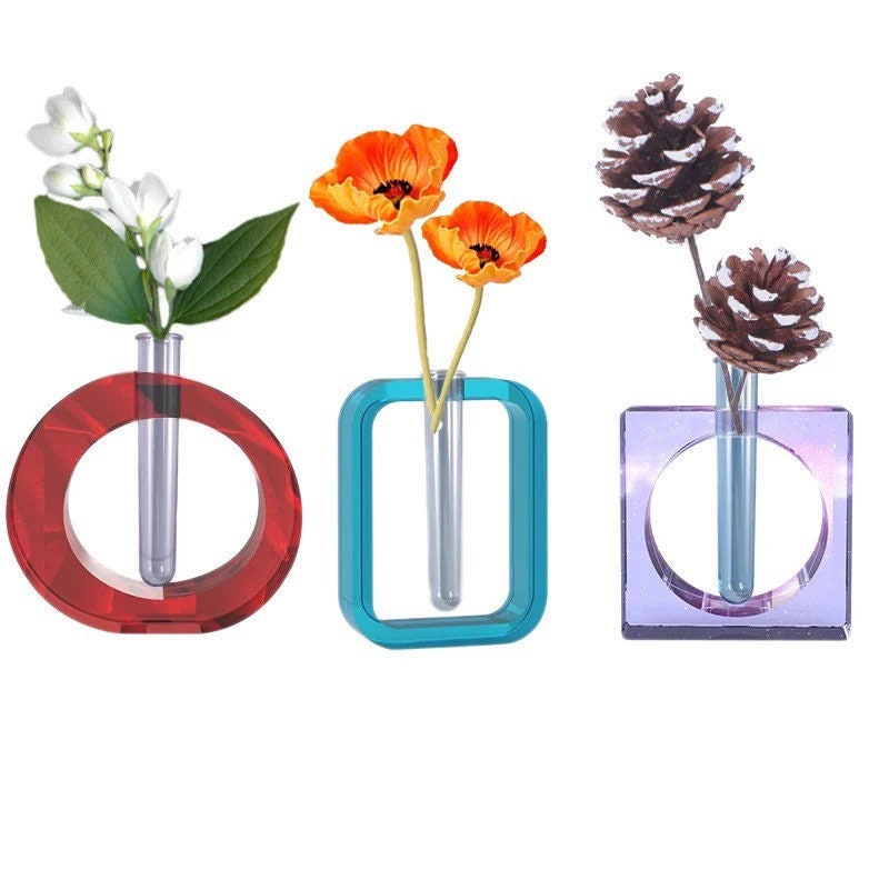 Propagation Tube Vase Mold l Jesmonite Mold l Concrete Casting Mold Geometric Pot Plants Stand Resin Silicone Mold For Making Decor