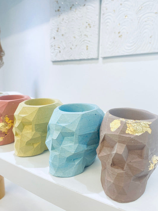 Geometry Cement Skull l Plant Pot l Mini