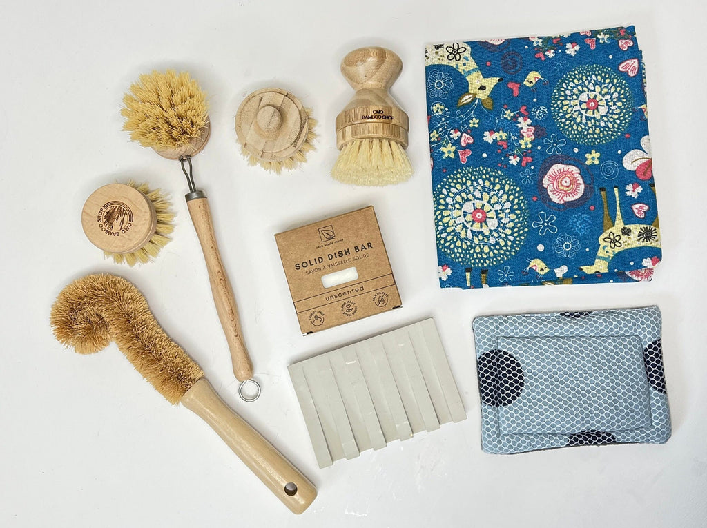 Improved Zero Waste Bundle | Eco Gift Set | Zero Waste Set | Natural Cleaning Brush set | Eco gift set Dish Scrubber Zero Waste Cleaning Set