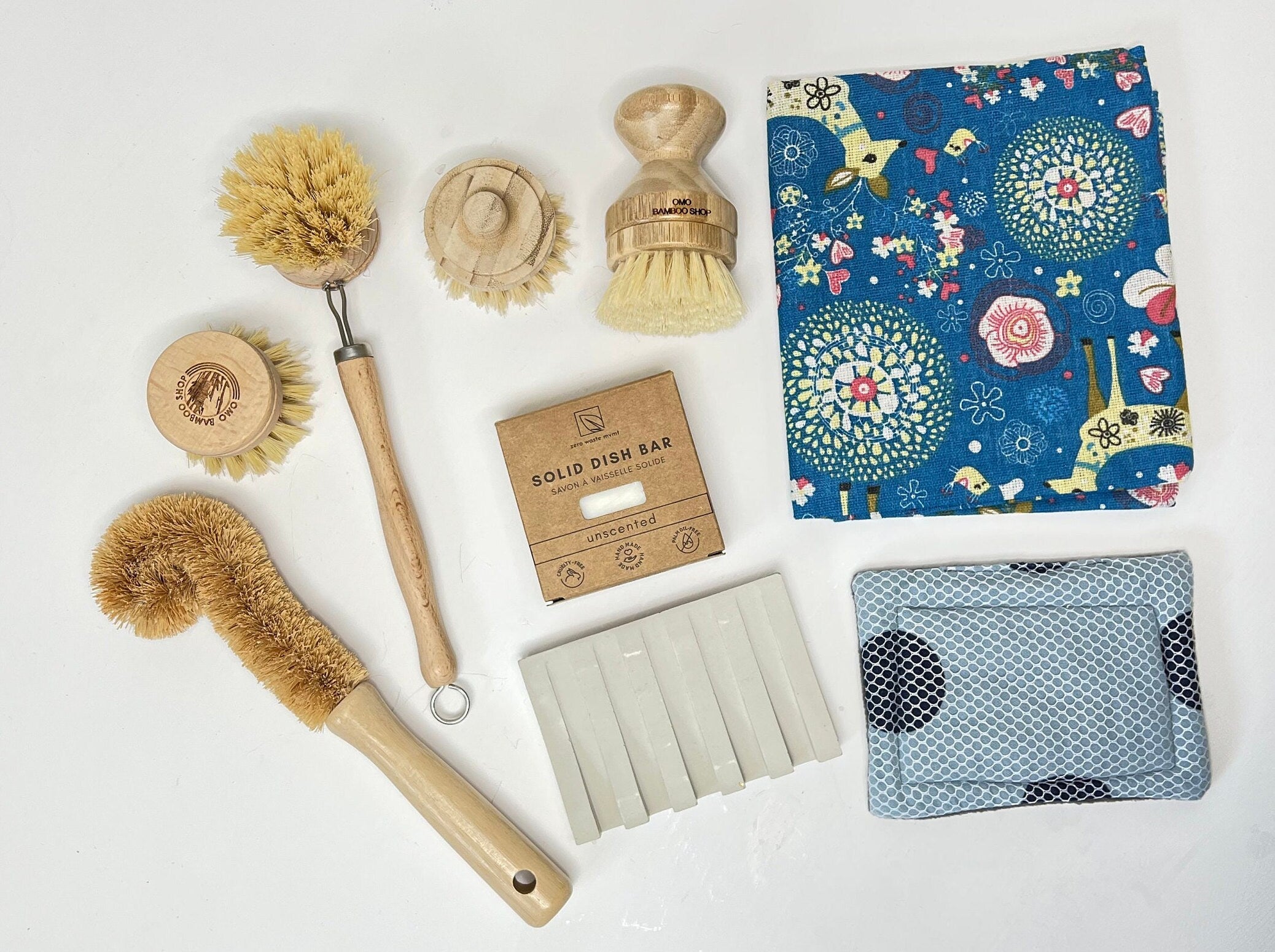 Improved Zero Waste Bundle | Eco Gift Set | Zero Waste Set | Natural Cleaning Brush set | Eco gift set Dish Scrubber Zero Waste Cleaning Set