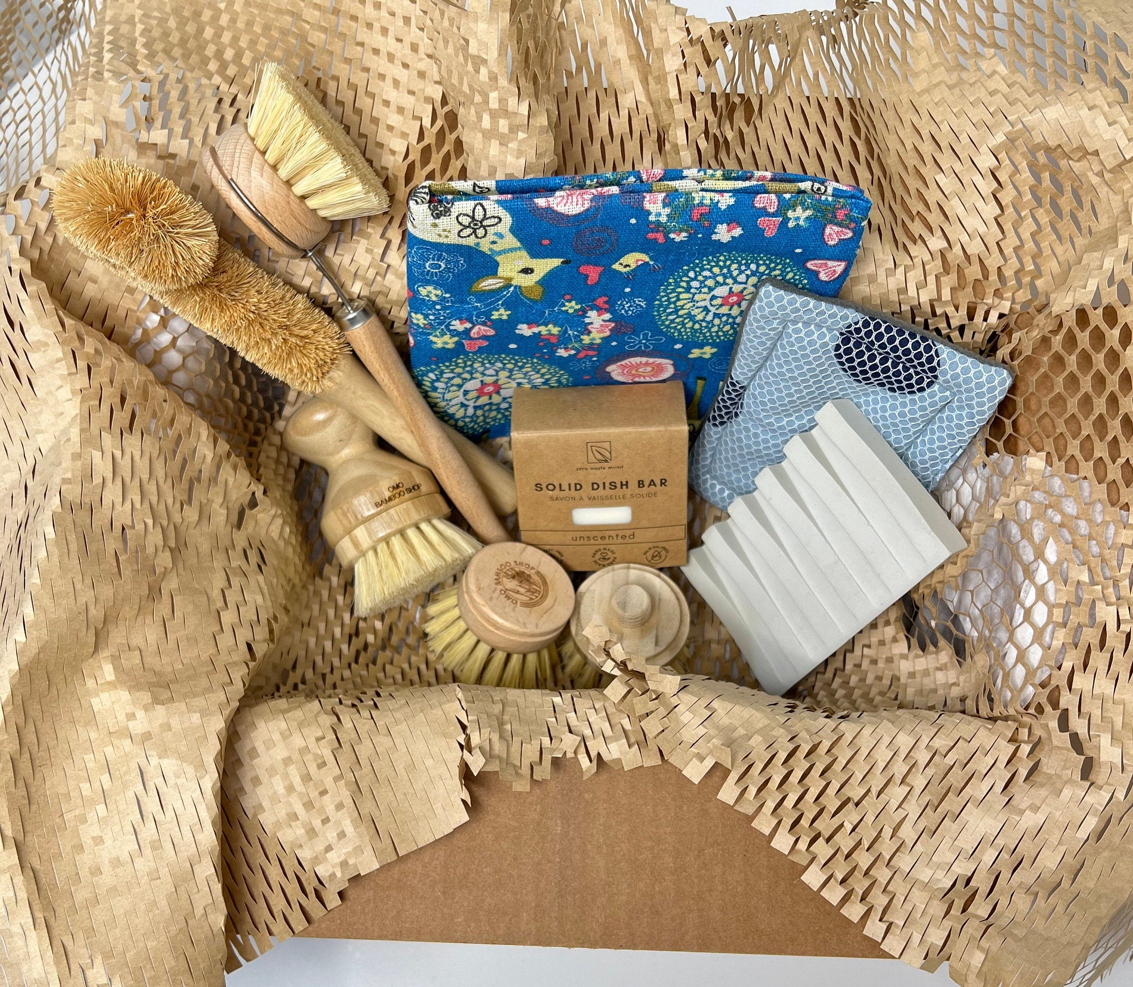 Improved Zero Waste Bundle | Eco Gift Set | Zero Waste Set | Natural Cleaning Brush set | Eco gift set Dish Scrubber Zero Waste Cleaning Set